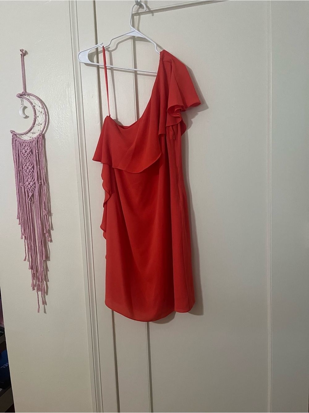 Michael Kors One-Shoulder Ruffle Dress - Red